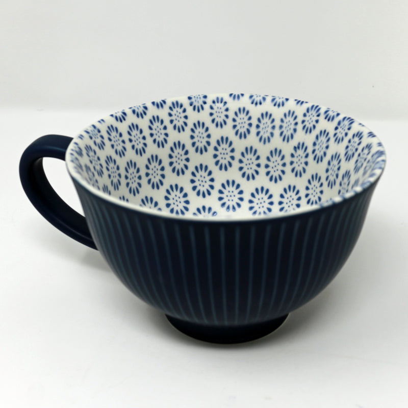 Matte Blue Flower Mug