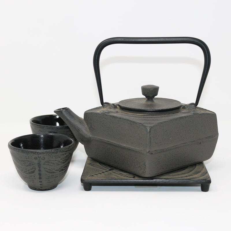 Square Dragonfly 21oz Cast Iron Tea Set - The Pleasures of Tea