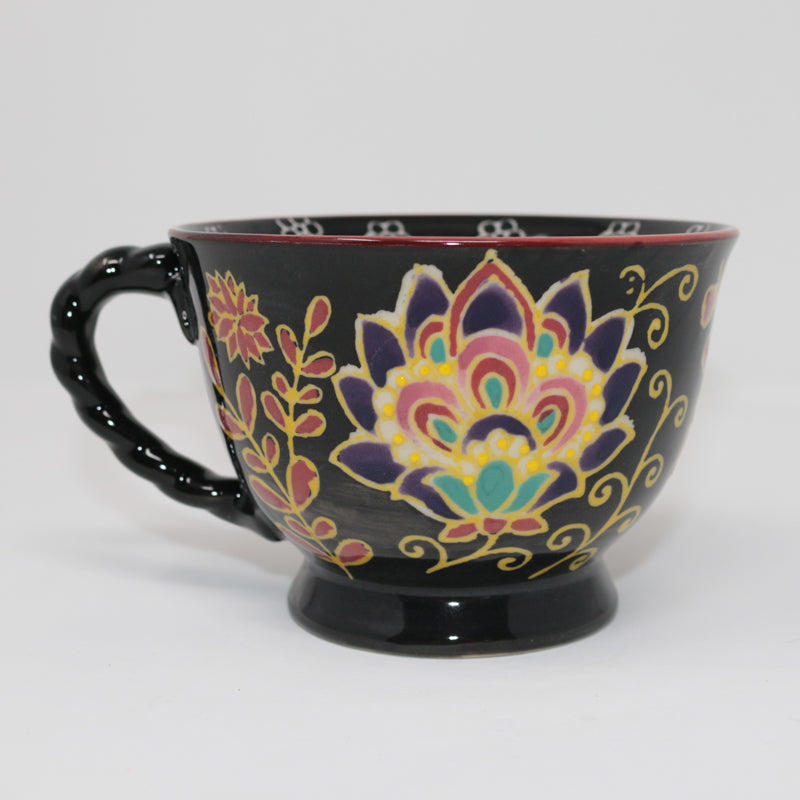 Black Floral Mug