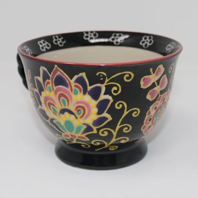 Black Floral Mug