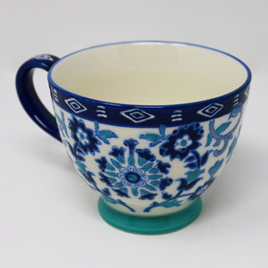 Teal and Blue Floral Mug