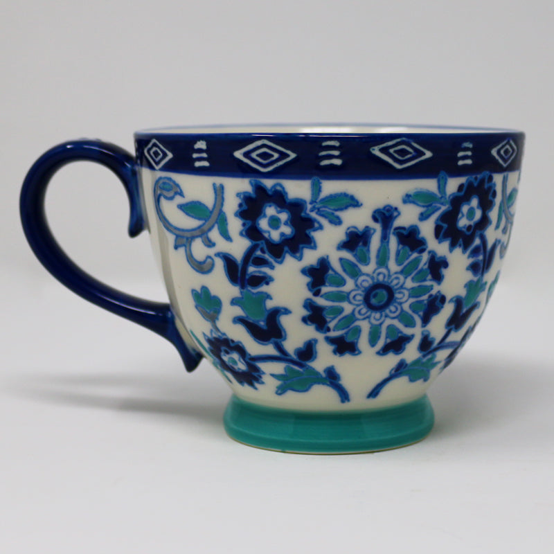Teal and Blue Floral Mug